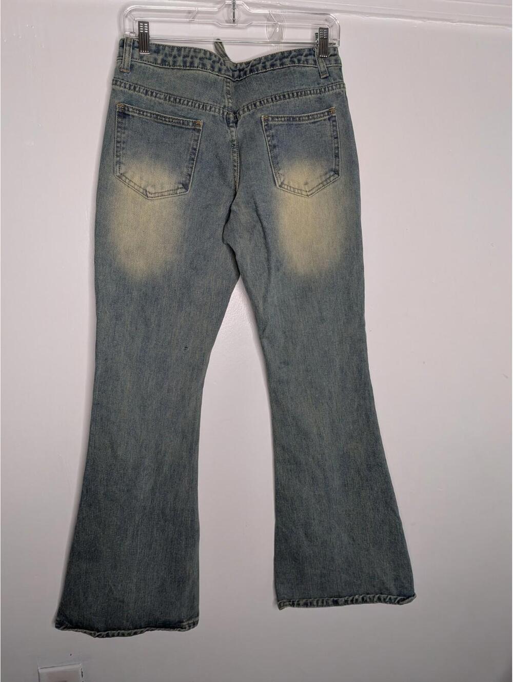 ego strappy waisted studded detail flare jeans blue vintage Size 4 No Belt - Picture 5 of 7